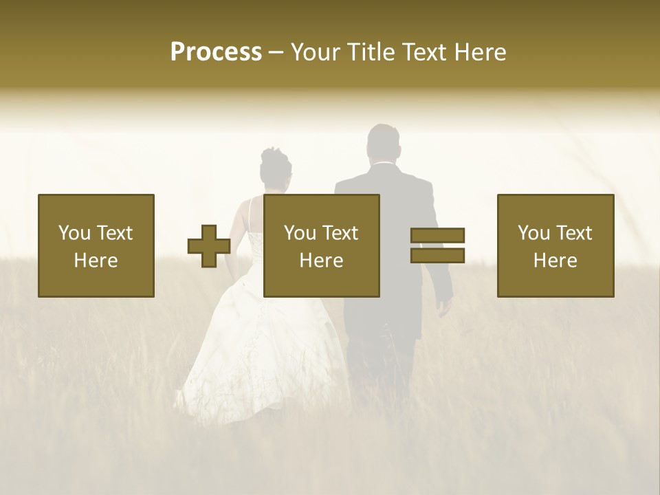 A Newly Wed Couple Walking Through A Grassland, Holding Hands PowerPoint Template