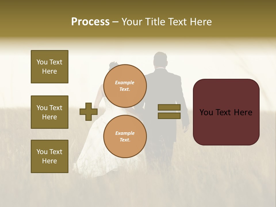 A Newly Wed Couple Walking Through A Grassland, Holding Hands PowerPoint Template