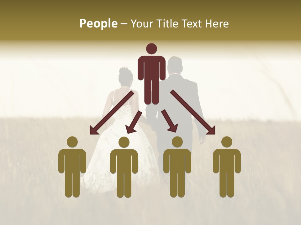 A Newly Wed Couple Walking Through A Grassland, Holding Hands PowerPoint Template