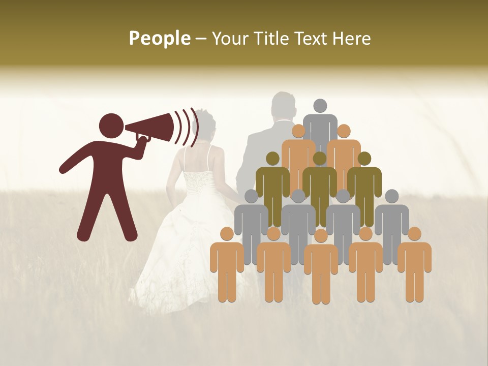 A Newly Wed Couple Walking Through A Grassland, Holding Hands PowerPoint Template