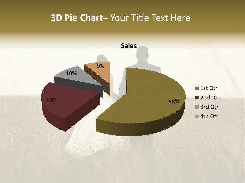 A Newly Wed Couple Walking Through A Grassland, Holding Hands PowerPoint Template