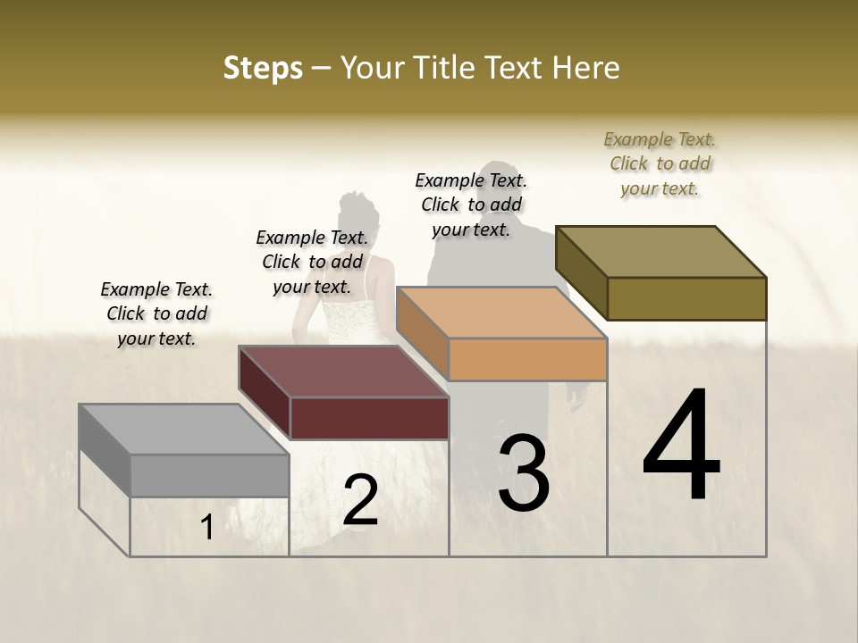 A Newly Wed Couple Walking Through A Grassland, Holding Hands PowerPoint Template