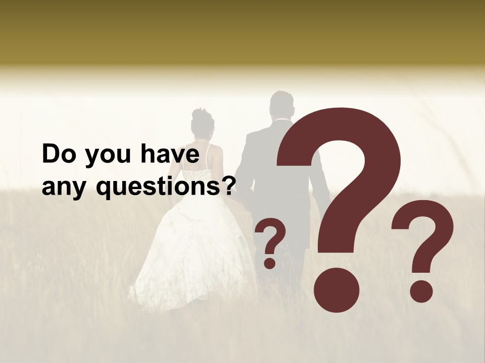 A Newly Wed Couple Walking Through A Grassland, Holding Hands PowerPoint Template