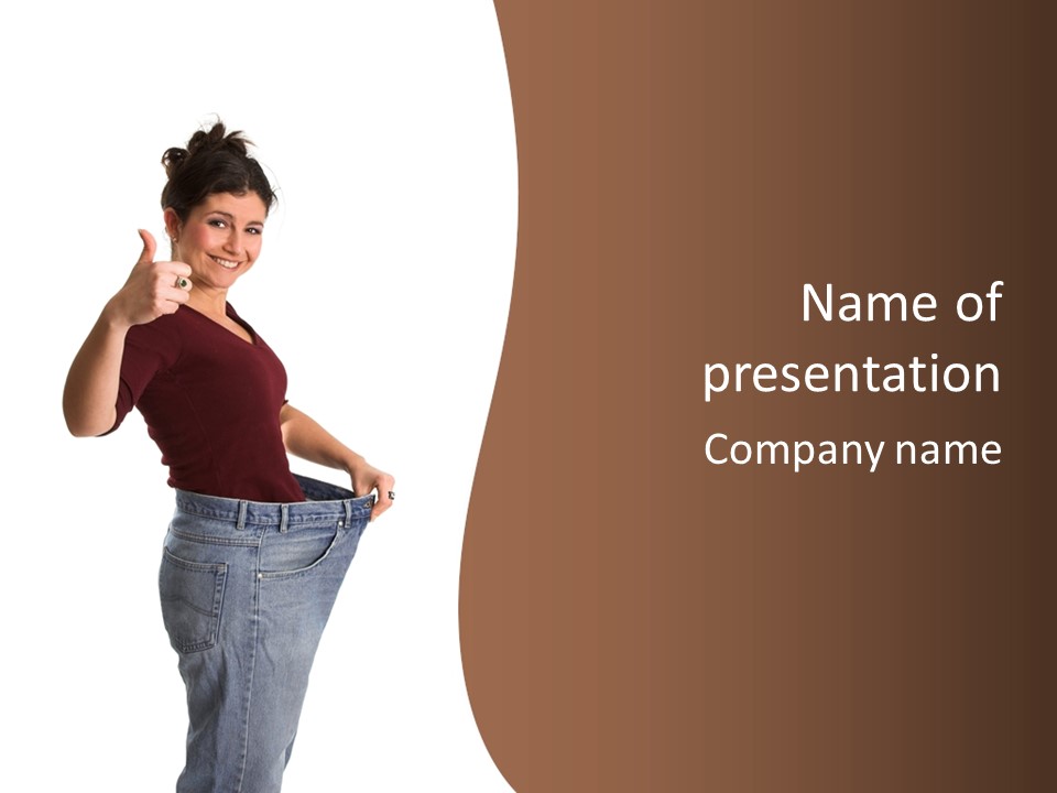 Pretty Brunette Having Lost A Big Deal Of Weight PowerPoint Template