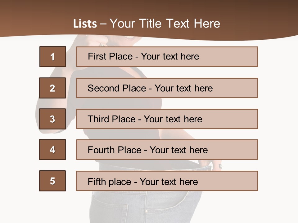 Pretty Brunette Having Lost A Big Deal Of Weight PowerPoint Template