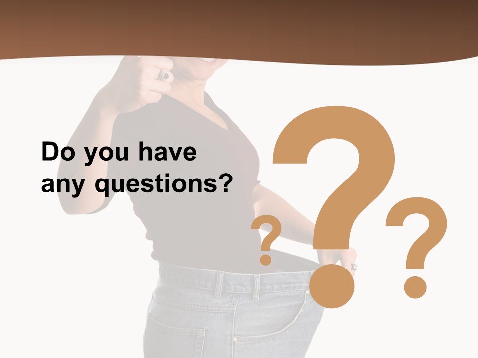 Pretty Brunette Having Lost A Big Deal Of Weight PowerPoint Template