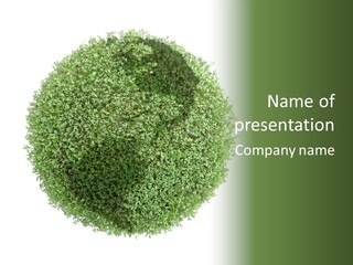Green Plant Globe With North And South America Over White Background PowerPoint Template