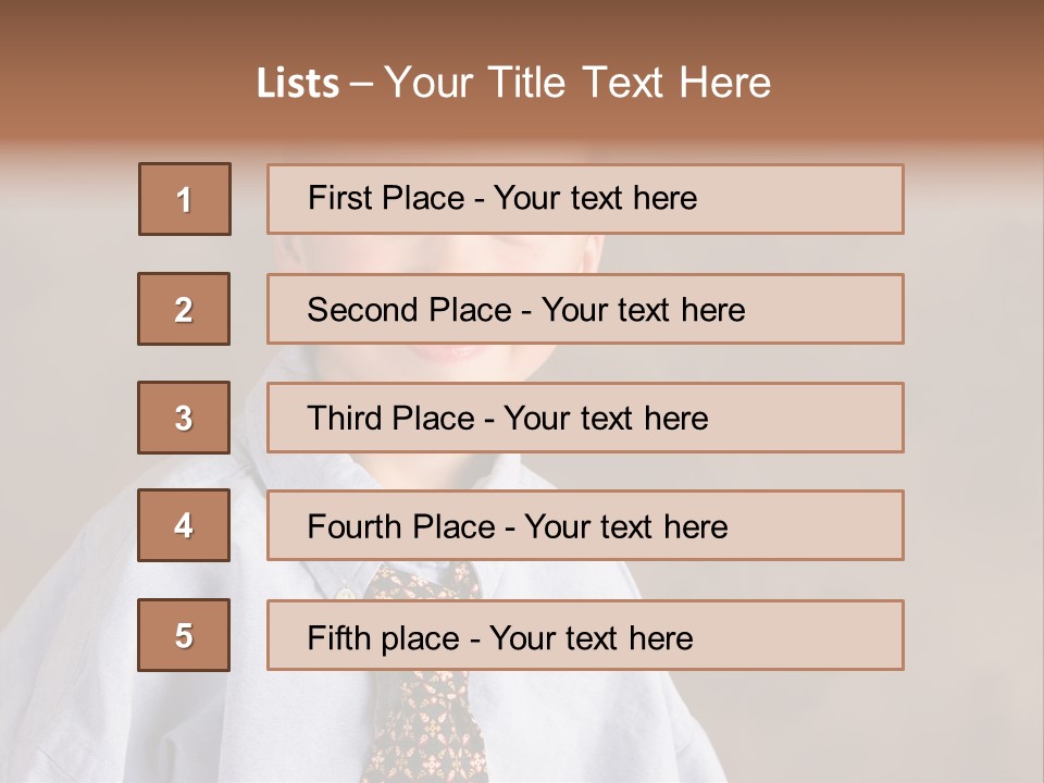 Portrait Of A Filipino Boy Dressed Up In Adult Business Clothes PowerPoint Template