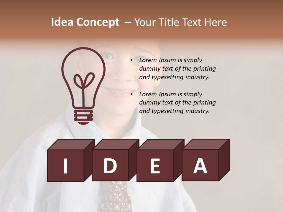 Portrait Of A Filipino Boy Dressed Up In Adult Business Clothes PowerPoint Template