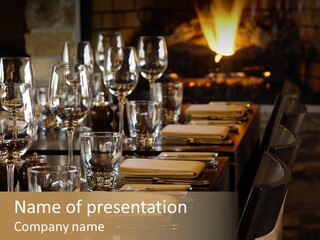 A Row Of Tables At A Fine Restaurant PowerPoint Template