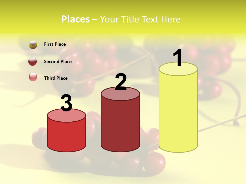 Macro View Of Ripe Schizandra Berry On The Yellow Background PowerPoint Template