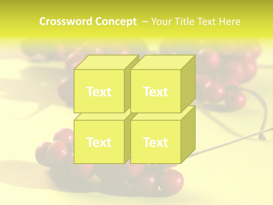 Macro View Of Ripe Schizandra Berry On The Yellow Background PowerPoint Template