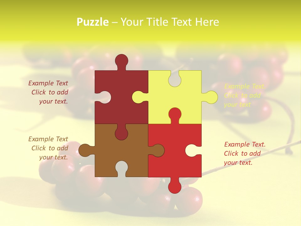 Macro View Of Ripe Schizandra Berry On The Yellow Background PowerPoint Template