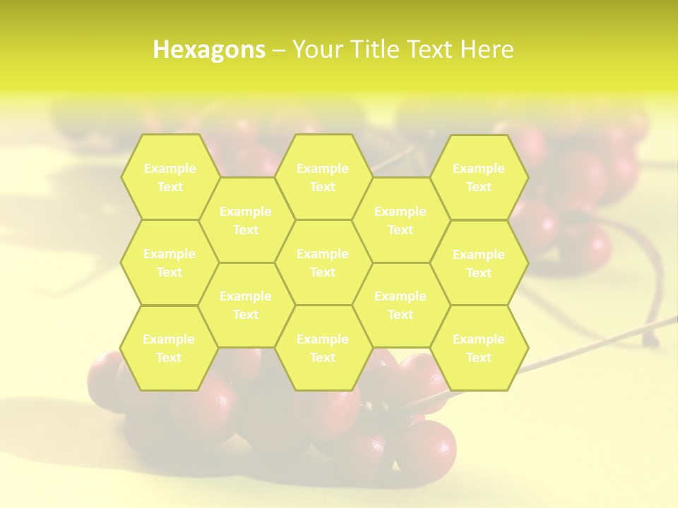 Macro View Of Ripe Schizandra Berry On The Yellow Background PowerPoint Template