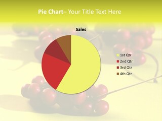 Macro View Of Ripe Schizandra Berry On The Yellow Background PowerPoint Template