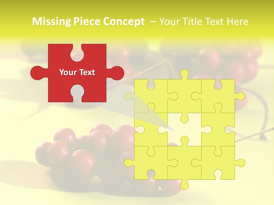 Macro View Of Ripe Schizandra Berry On The Yellow Background PowerPoint Template