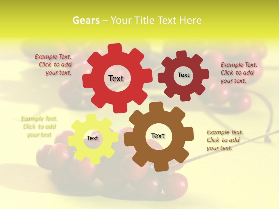 Macro View Of Ripe Schizandra Berry On The Yellow Background PowerPoint Template