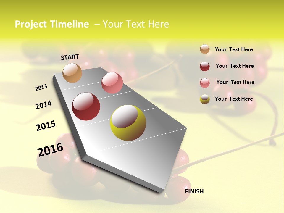 Macro View Of Ripe Schizandra Berry On The Yellow Background PowerPoint Template
