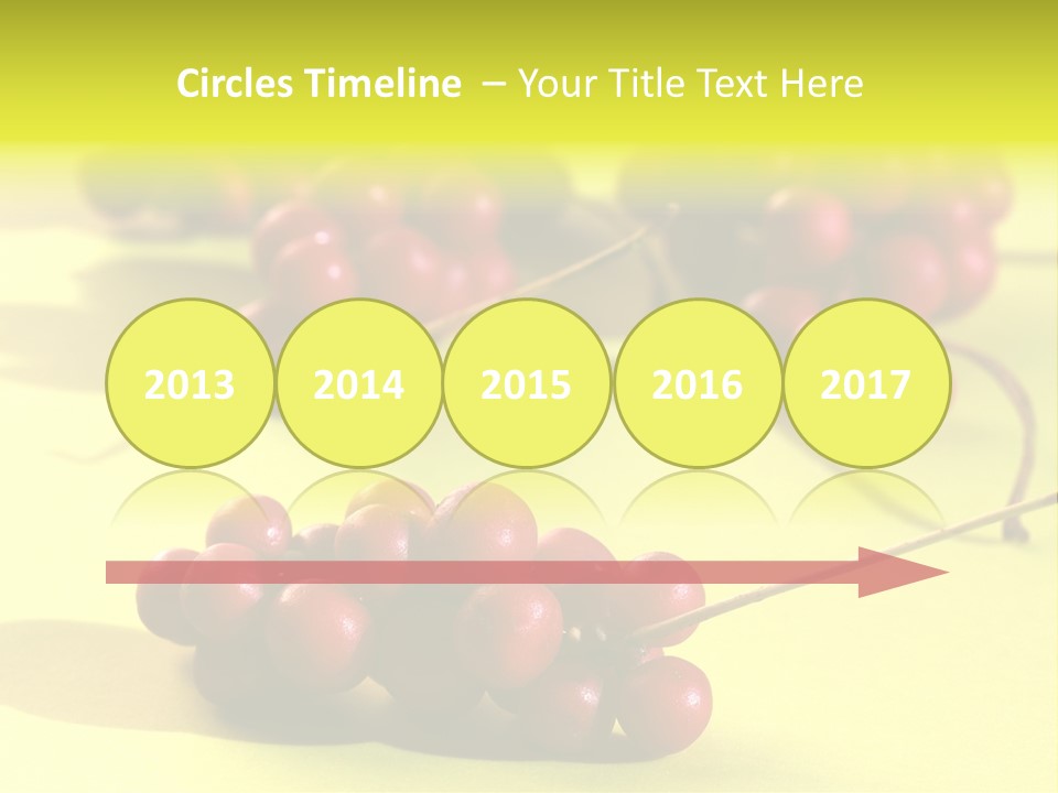 Macro View Of Ripe Schizandra Berry On The Yellow Background PowerPoint Template