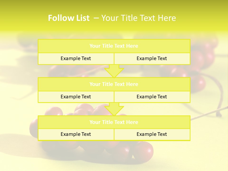 Macro View Of Ripe Schizandra Berry On The Yellow Background PowerPoint Template