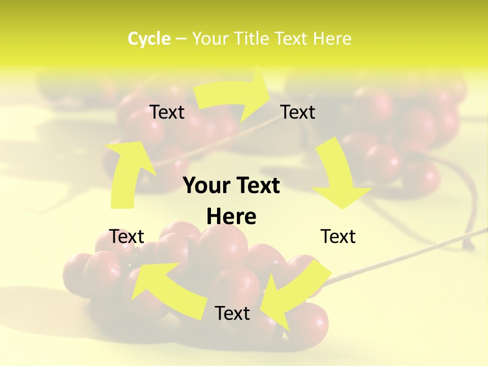 Macro View Of Ripe Schizandra Berry On The Yellow Background PowerPoint Template