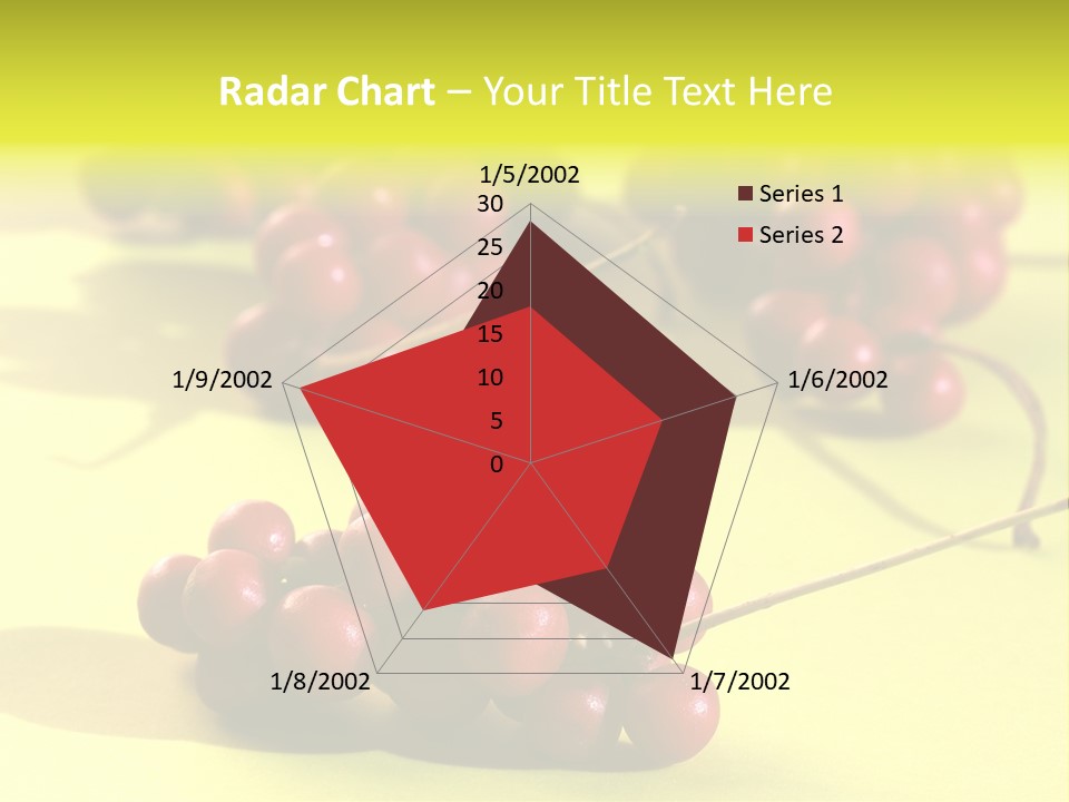 Macro View Of Ripe Schizandra Berry On The Yellow Background PowerPoint Template