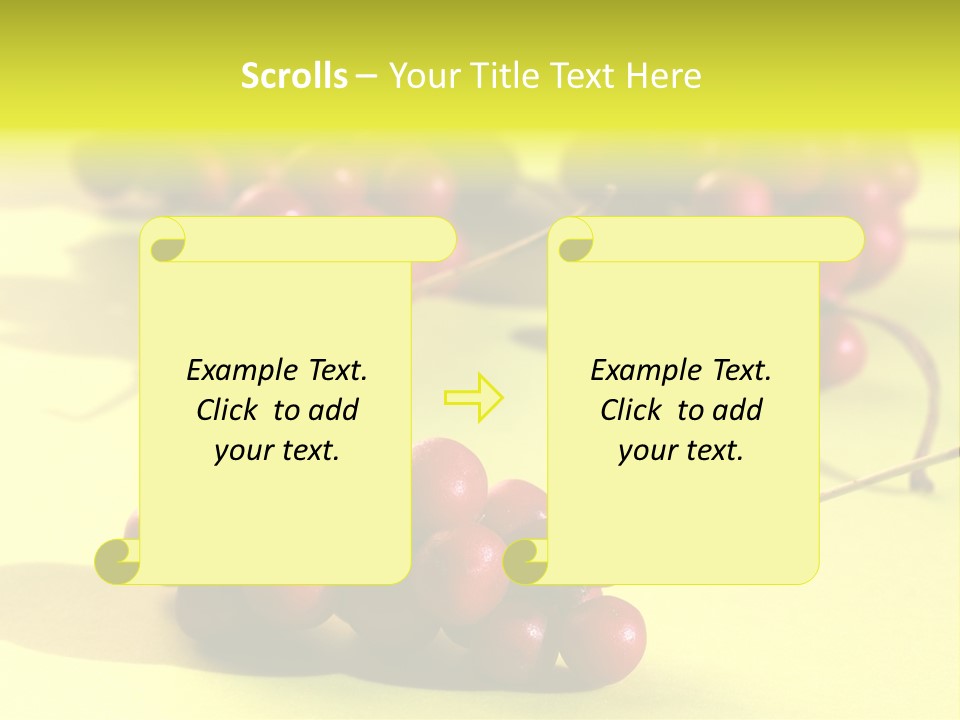 Macro View Of Ripe Schizandra Berry On The Yellow Background PowerPoint Template
