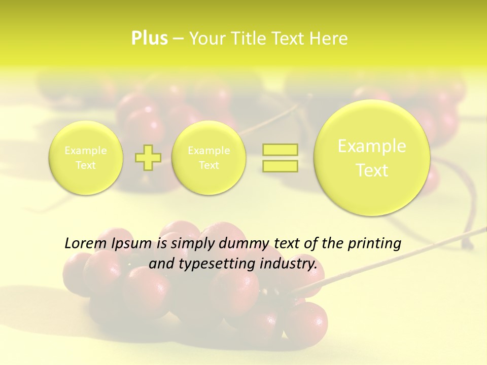 Macro View Of Ripe Schizandra Berry On The Yellow Background PowerPoint Template