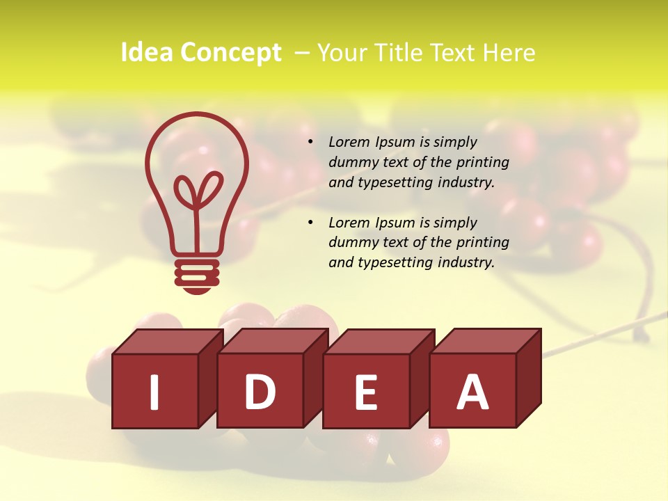 Macro View Of Ripe Schizandra Berry On The Yellow Background PowerPoint Template