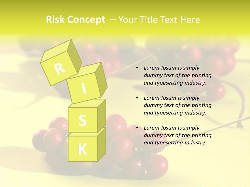 Macro View Of Ripe Schizandra Berry On The Yellow Background PowerPoint Template