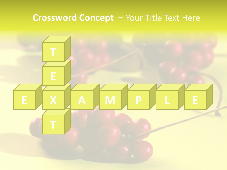 Macro View Of Ripe Schizandra Berry On The Yellow Background PowerPoint Template