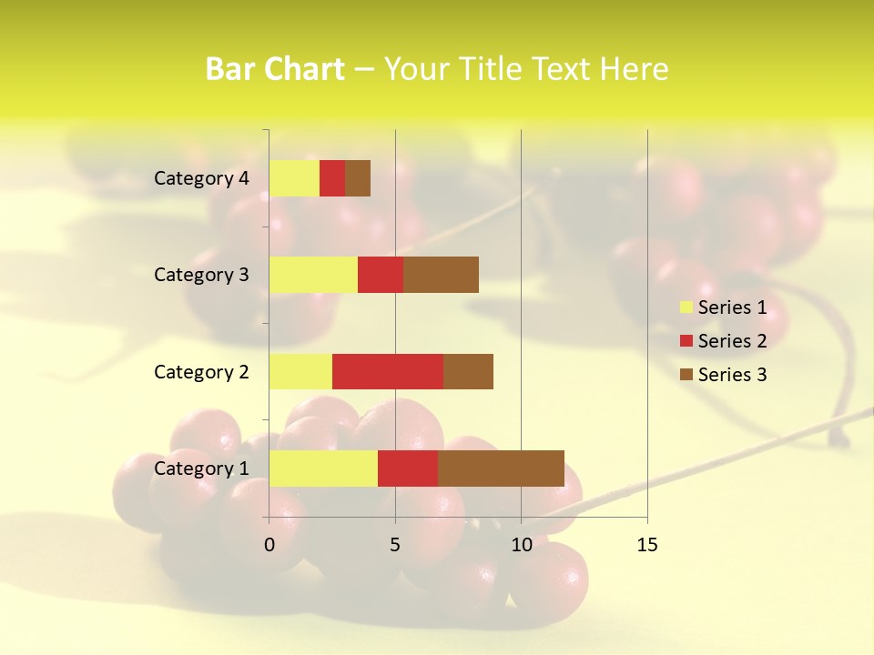 Macro View Of Ripe Schizandra Berry On The Yellow Background PowerPoint Template