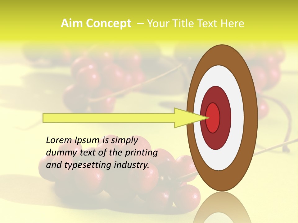 Macro View Of Ripe Schizandra Berry On The Yellow Background PowerPoint Template