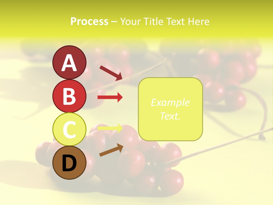 Macro View Of Ripe Schizandra Berry On The Yellow Background PowerPoint Template