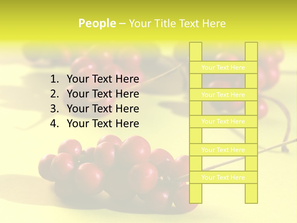 Macro View Of Ripe Schizandra Berry On The Yellow Background PowerPoint Template