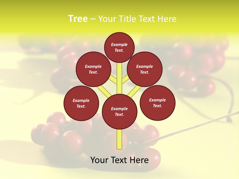 Macro View Of Ripe Schizandra Berry On The Yellow Background PowerPoint Template