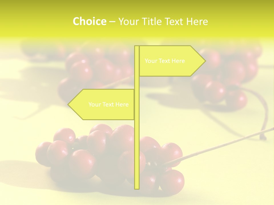 Macro View Of Ripe Schizandra Berry On The Yellow Background PowerPoint Template