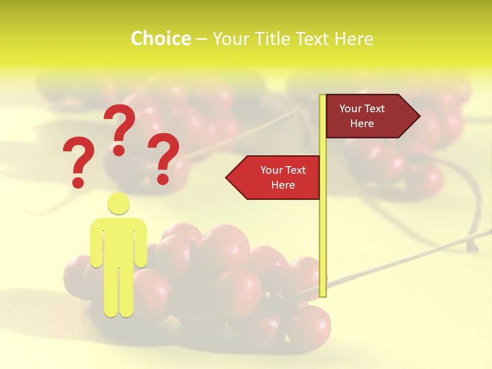 Macro View Of Ripe Schizandra Berry On The Yellow Background PowerPoint Template