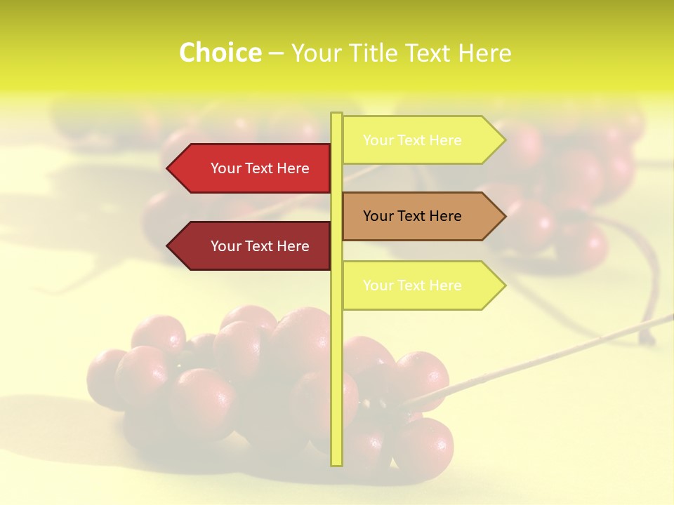 Macro View Of Ripe Schizandra Berry On The Yellow Background PowerPoint Template