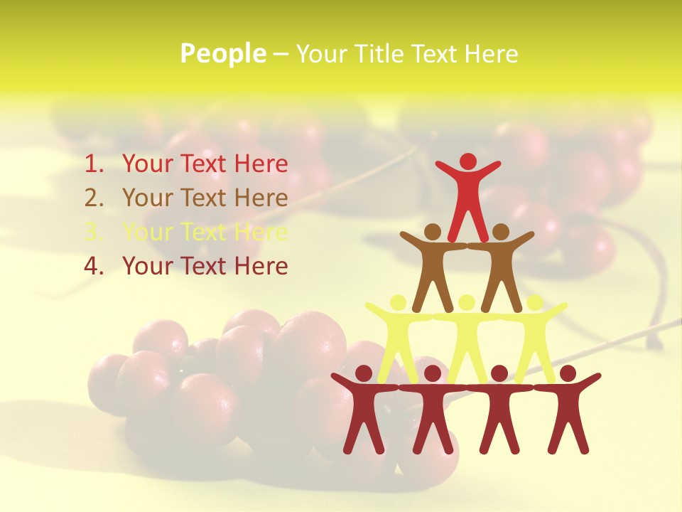 Macro View Of Ripe Schizandra Berry On The Yellow Background PowerPoint Template