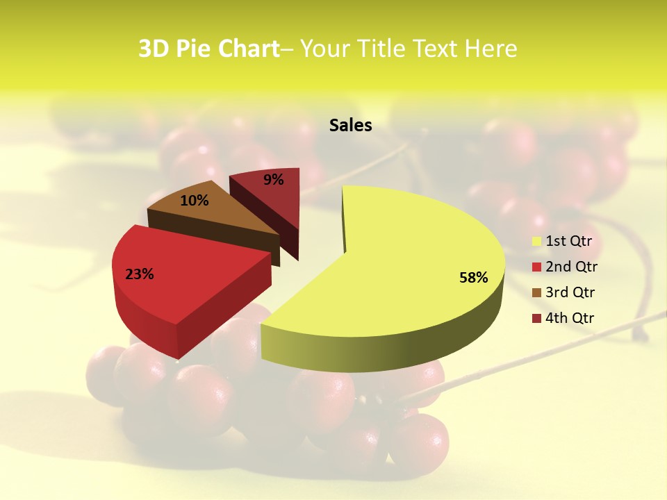 Macro View Of Ripe Schizandra Berry On The Yellow Background PowerPoint Template
