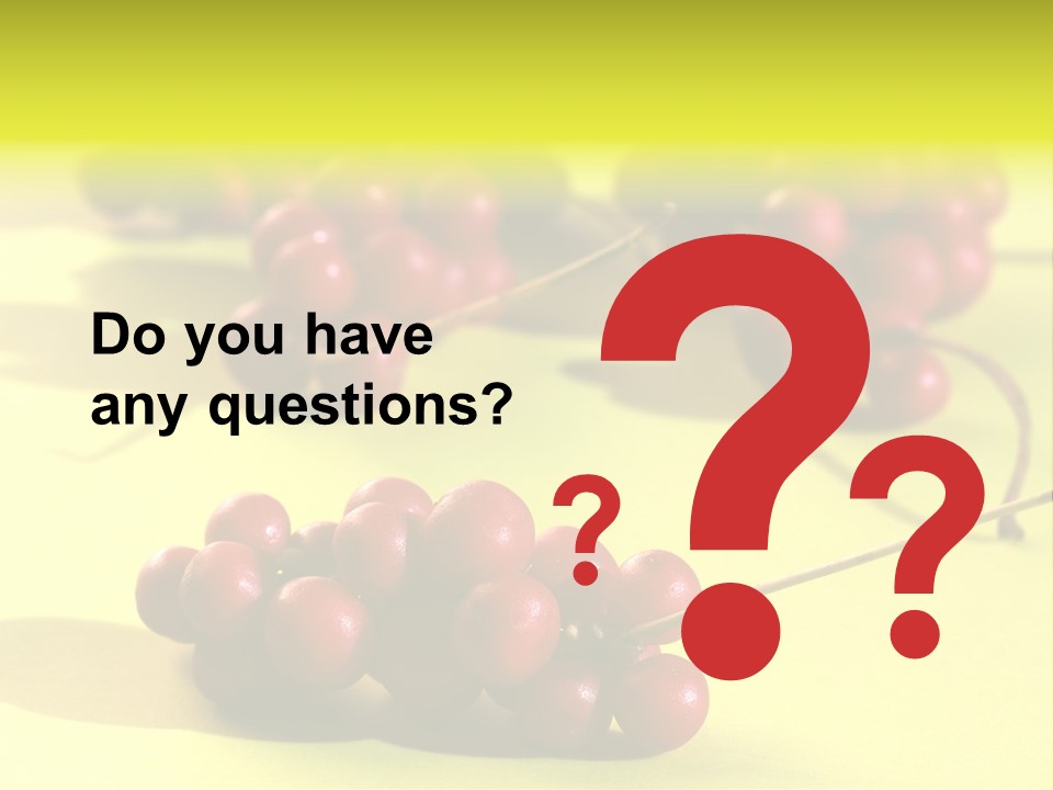 Macro View Of Ripe Schizandra Berry On The Yellow Background PowerPoint Template