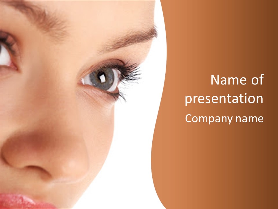 A Woman's Eyes With A Brown Background PowerPoint Template