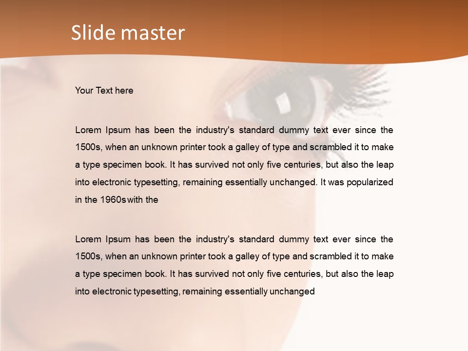 A Woman's Eyes With A Brown Background PowerPoint Template