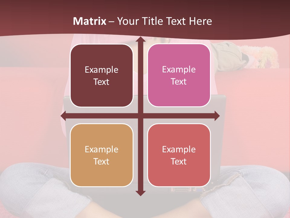 Mother Sitting On The Floor Working Computer; Daughter Hugging Her Neck PowerPoint Template