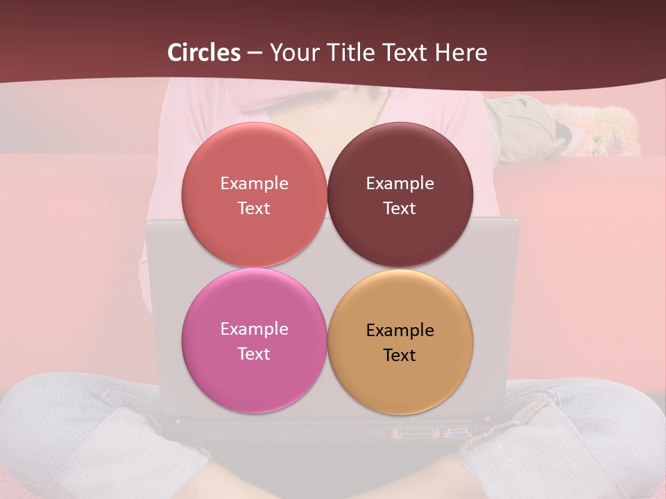 Mother Sitting On The Floor Working Computer; Daughter Hugging Her Neck PowerPoint Template