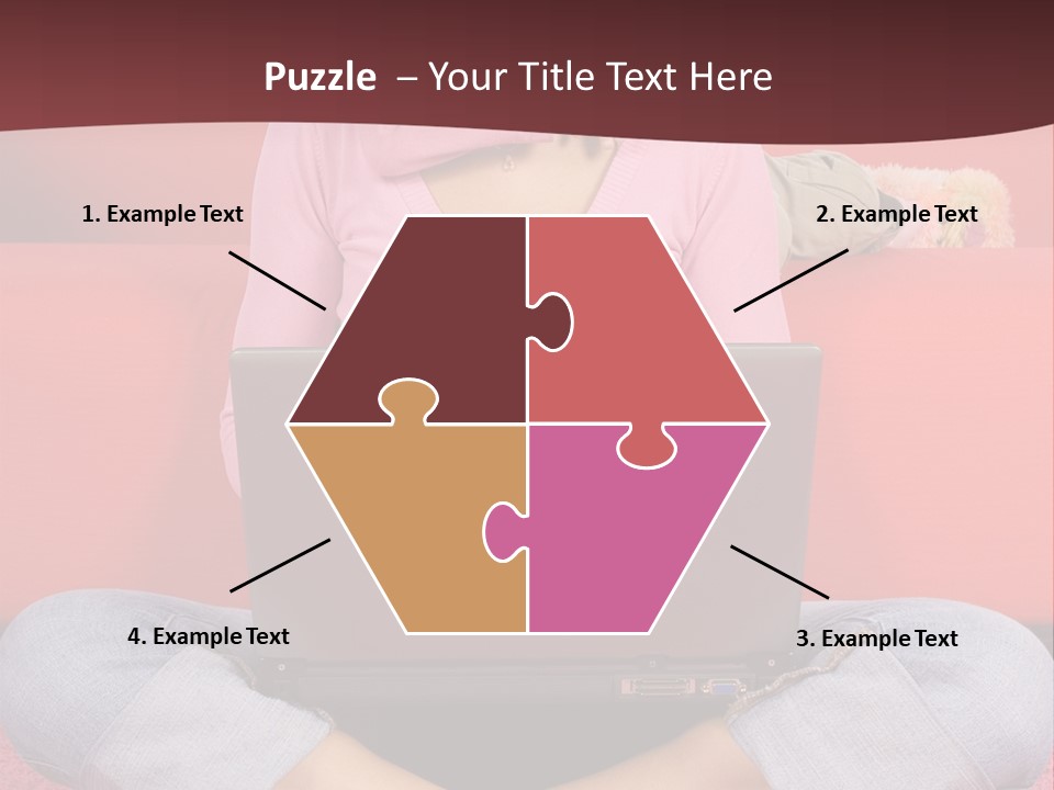 Mother Sitting On The Floor Working Computer; Daughter Hugging Her Neck PowerPoint Template