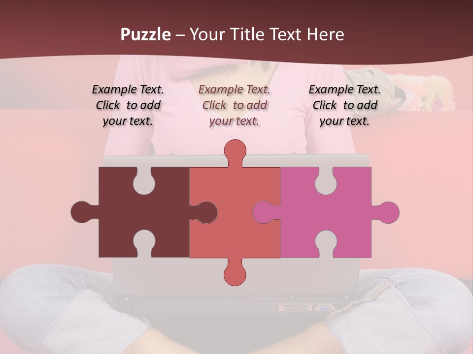 Mother Sitting On The Floor Working Computer; Daughter Hugging Her Neck PowerPoint Template