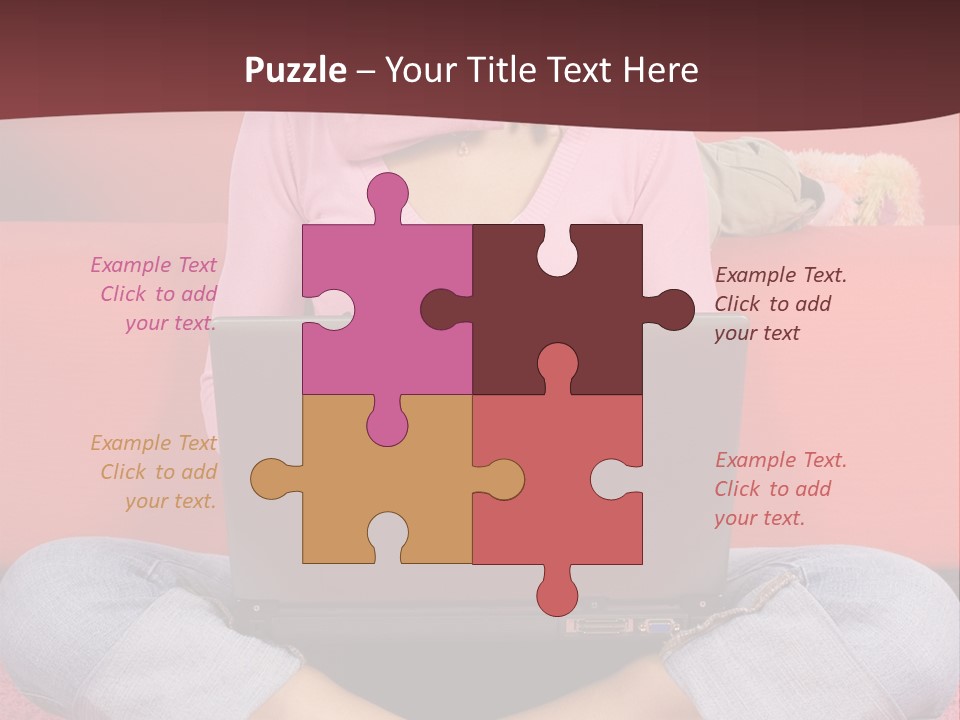 Mother Sitting On The Floor Working Computer; Daughter Hugging Her Neck PowerPoint Template