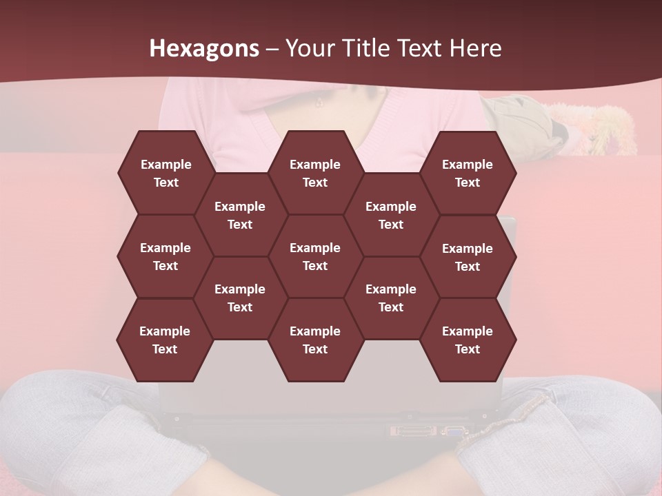 Mother Sitting On The Floor Working Computer; Daughter Hugging Her Neck PowerPoint Template